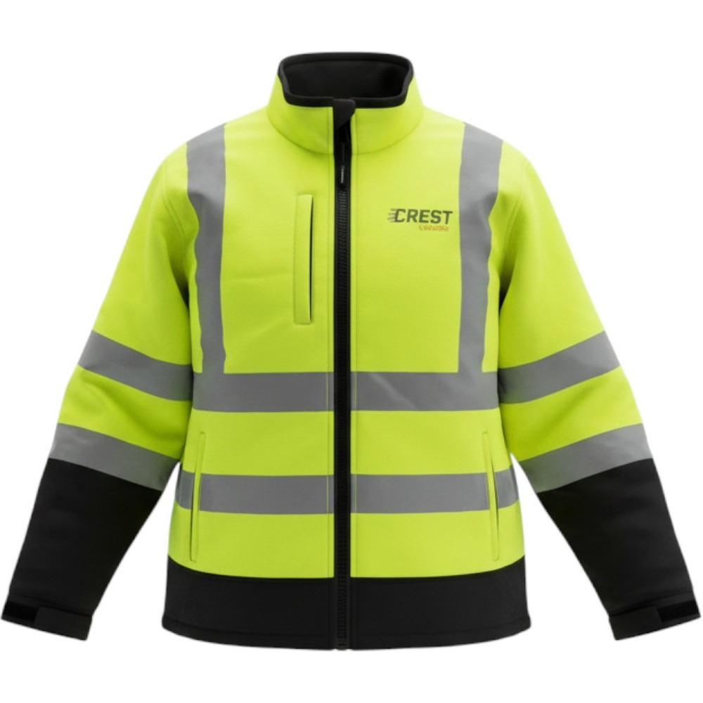 RefrigiWear Mens Hi-Vis Reflective Softshell Jacket Neon Yellow Black 2XL